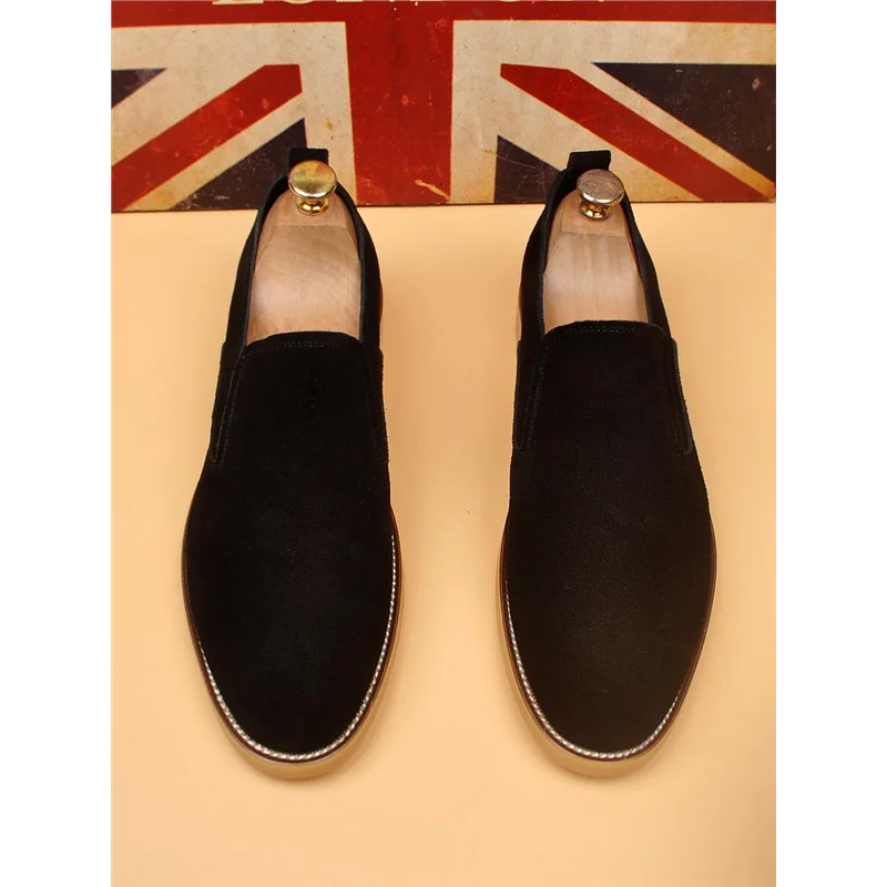 New Men's Genuine Leather British Slip-On Loafers Driving Shoes Business Casual Versatile