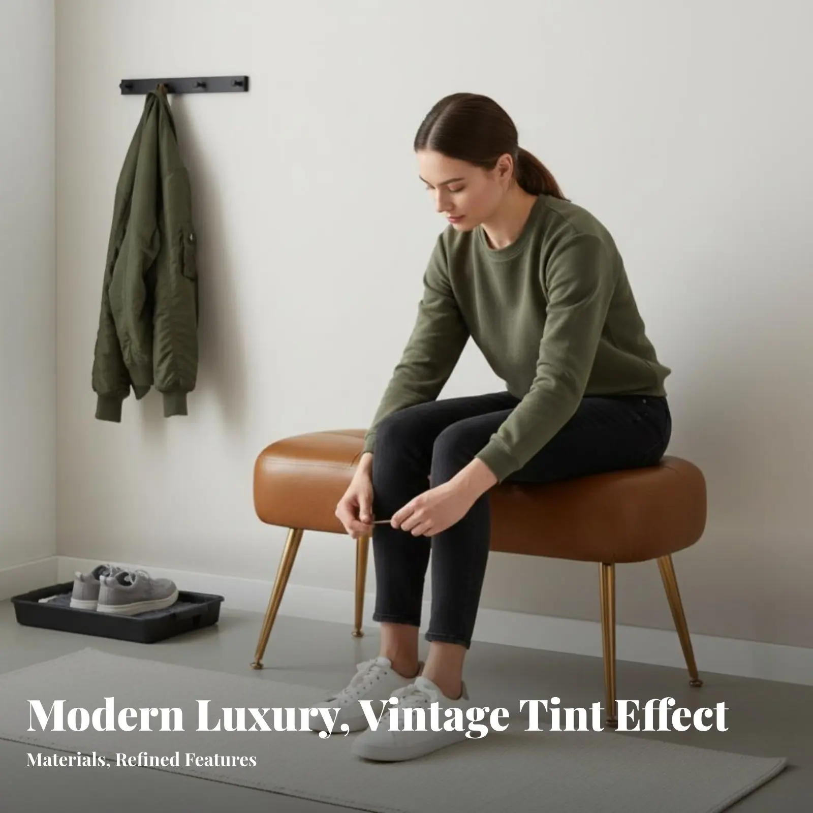 Metal Frame Entryway Bench Retro Design Indoor Furniture Luxury Design Firm Density Foam Filling for Cloakroom