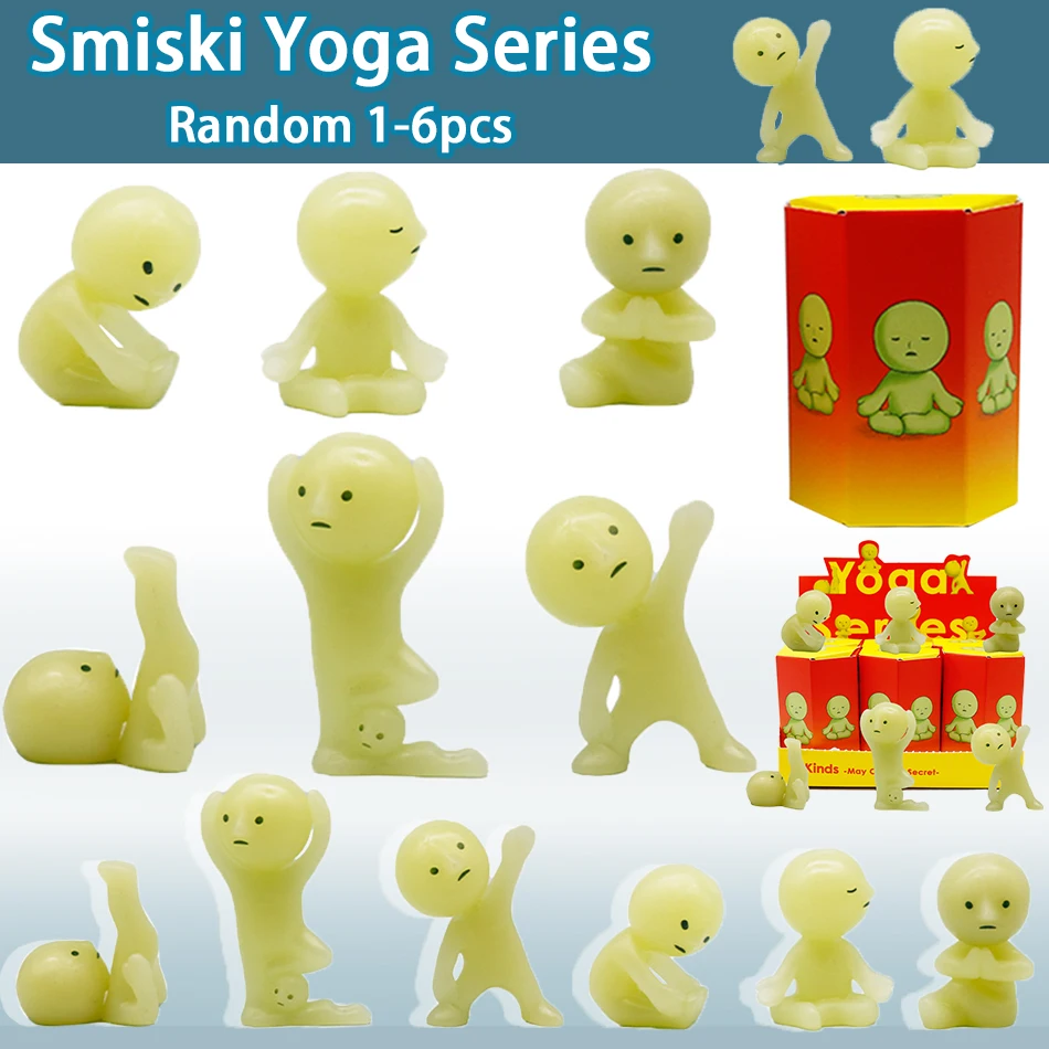 

In Stock Smiski Yoga Fitness Series Noctilucent Green Doll Blind Box Action Figures Decoration Desktop Ornaments Model Toy Gift