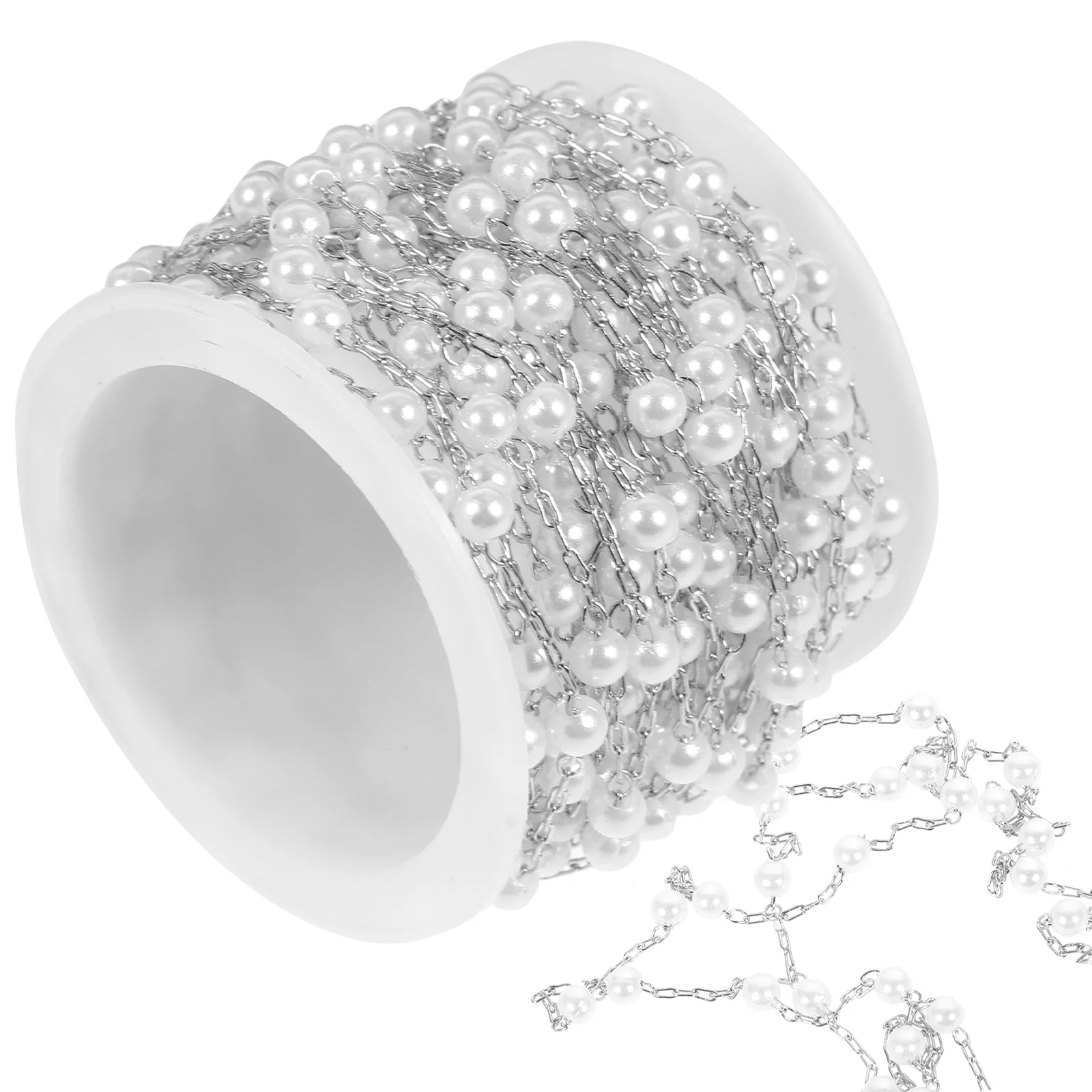 1 Roll Pearl Beads Copper Chain For Jewelry Making Diy Necklace Bracelet Craft Bag Headdress Material Handicraft Supplies Decor