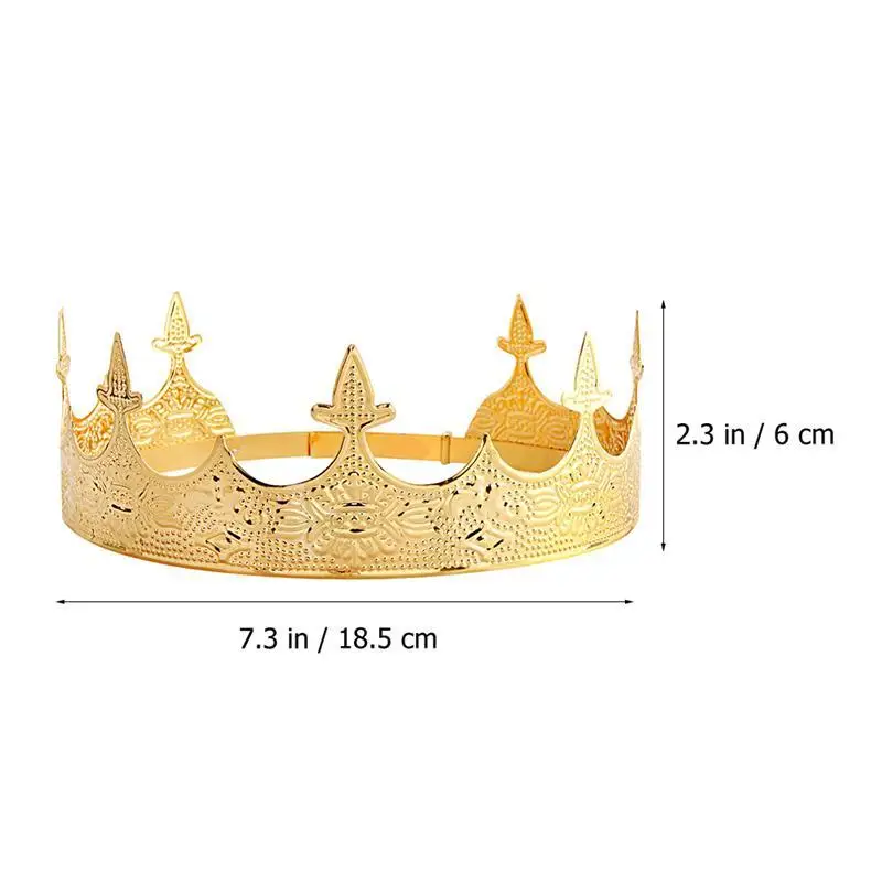 1 Retro Costumes For Men Western Men Crown Vintage Metal Crown  King\'s Crown Headband For Wedding Prom Party Cosplay 18.5x6.5cm