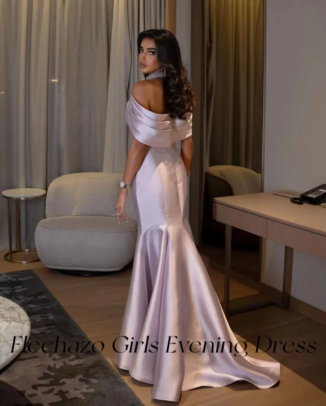 Flechazo Prom Dresses Strapless Mermaid Sequin Sweep Train Formal Occasion Dress For Women 2024 Saudi Arabia فساتين سهره فاخره