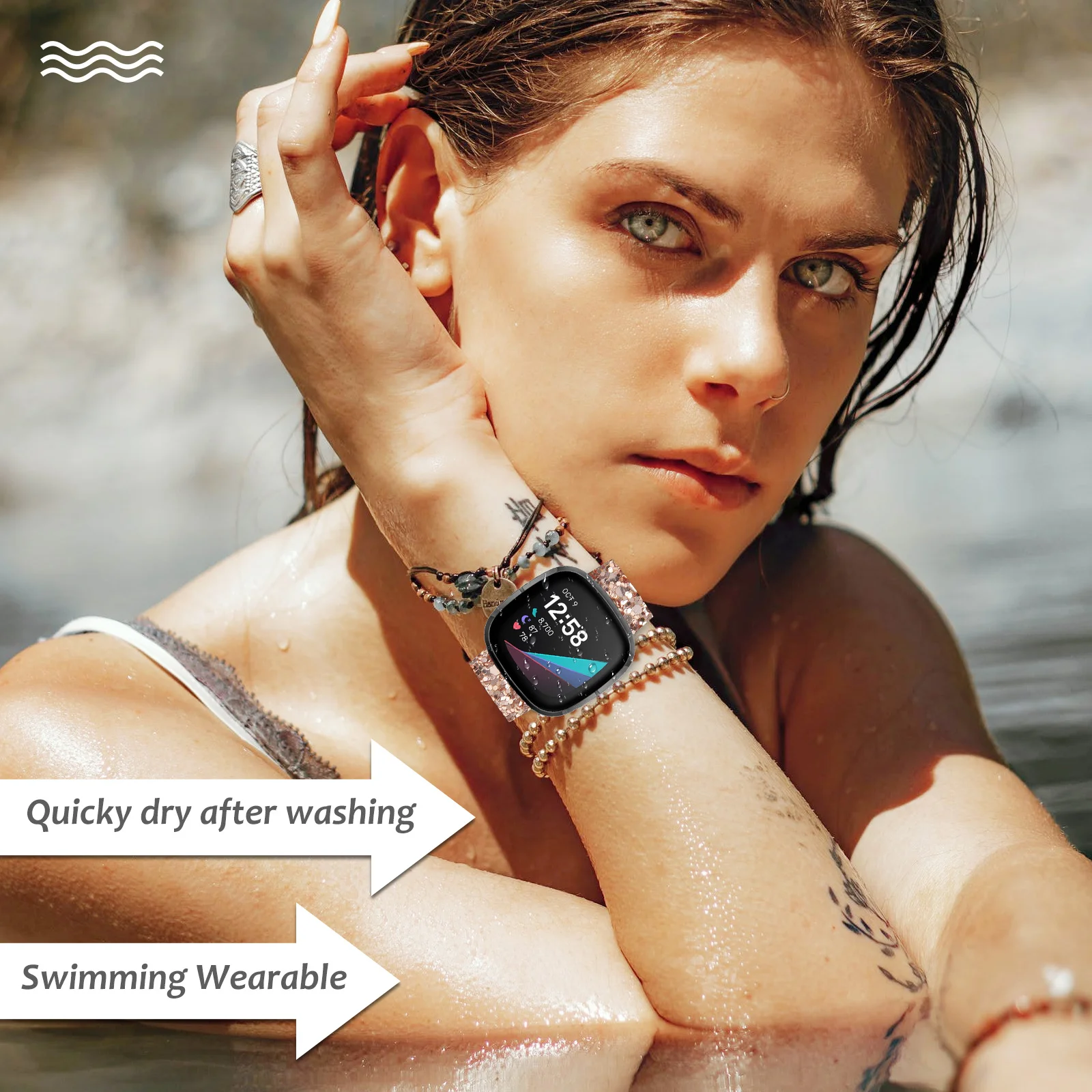 

Eco Glitter Watch Strap Durable Compression Molding Comfortable Birthday Wedding Gift Watch Strap