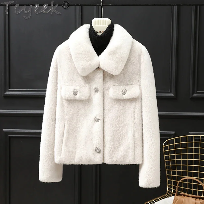 

Natural Tcyeek Coat Women 2024 Short Style Winter Women's Jackets White Fashion Real Fur Coats Whole Female Mink