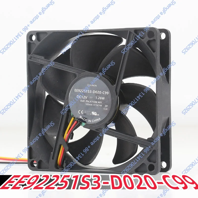 SUNON 9025 5V 24V 48V DC12V 1.26W EE92251S3-D020-C99  Maglev Server Mute three wire Cooling Fan