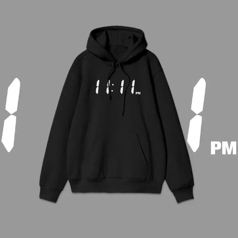 

2025 Autumn and Winter 100% Cotton 11_11 Pm Print Causal Hoodie High-end Luxury Is for Both Men and Women Top Y2k