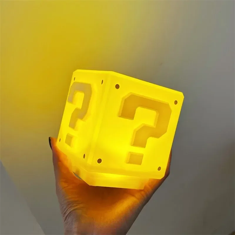 Popular Mario Night Light Super Mario Question Mark Luminous Square Brick Esports Room Decoration Desktop Atmosphere Light