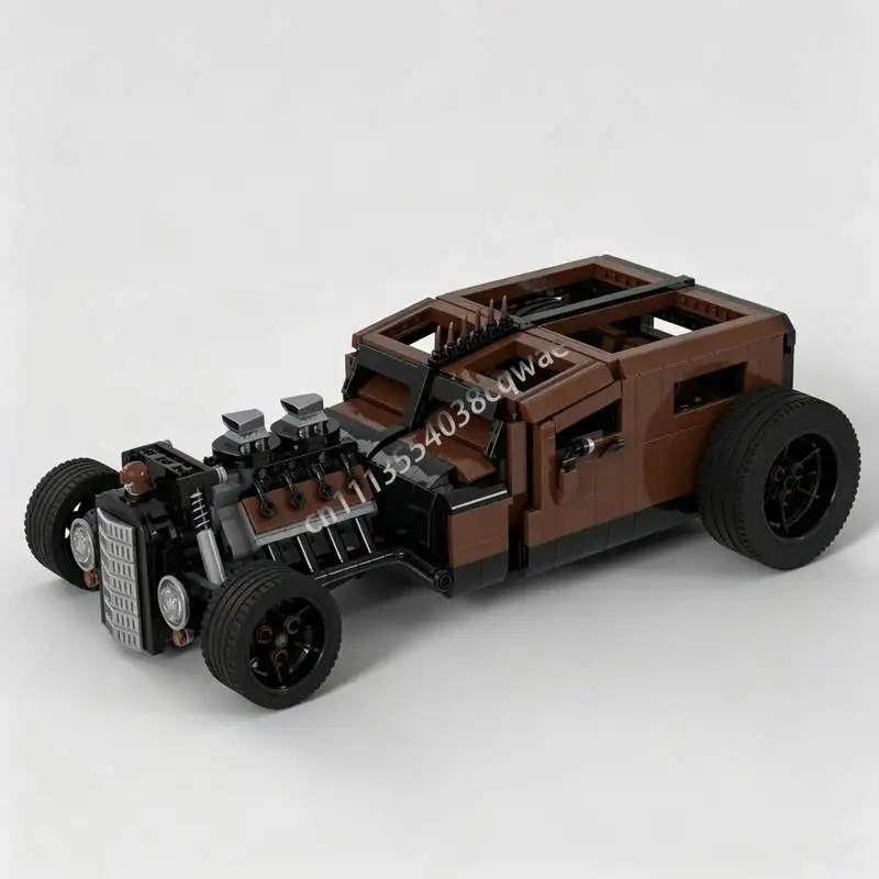 1576Parts Desert Pirates Hot Rod Car Model MOC Custom Building Blocks DIY Creative Assembly Puzzle Vehicle Toy Collection Gift