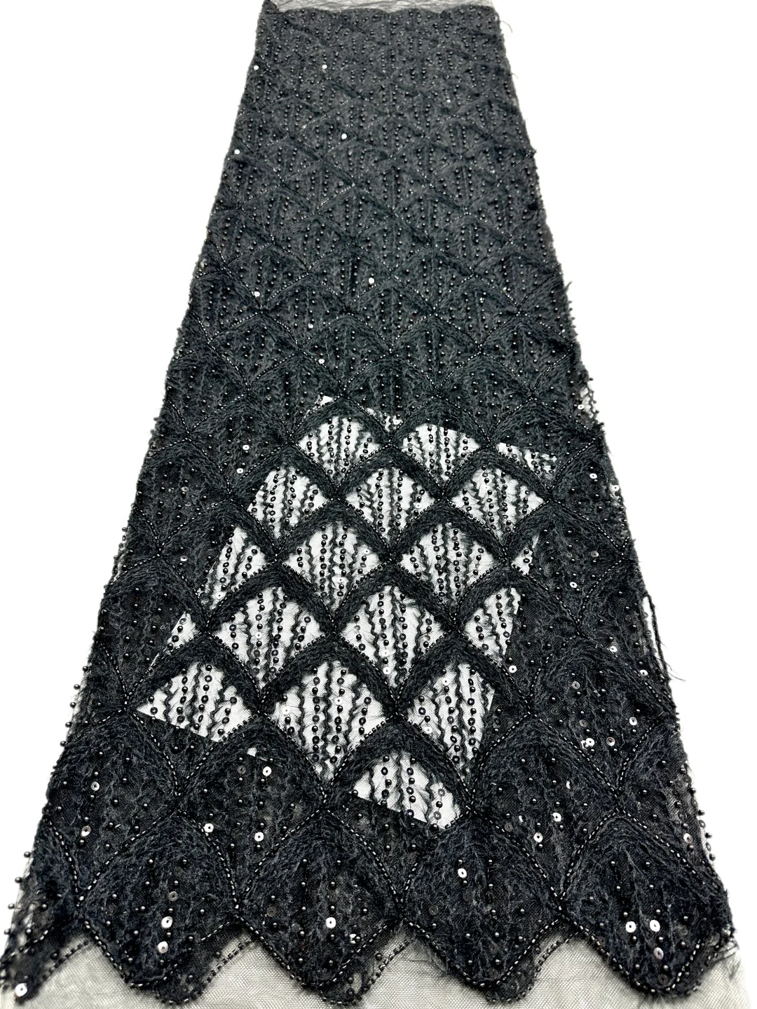 Pink African Beaded Lace Fabric 2026 High-Quality Nigerian Tulle Mesh Sequined Lace Fabric Suitable for Sewing Women's Garments