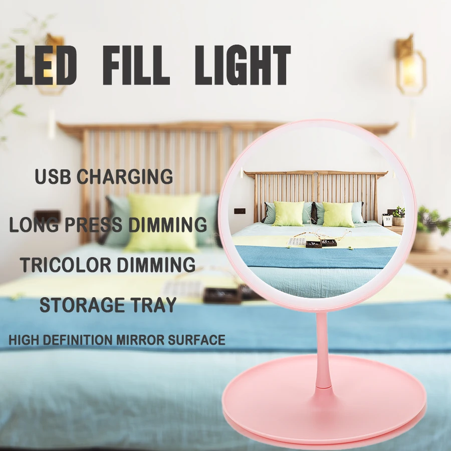 Makeup Mirror With Light White LED Daylight Vanity Mirror Detachable/Storage Base 3 Modes Mirror With Light Gift USB Cable