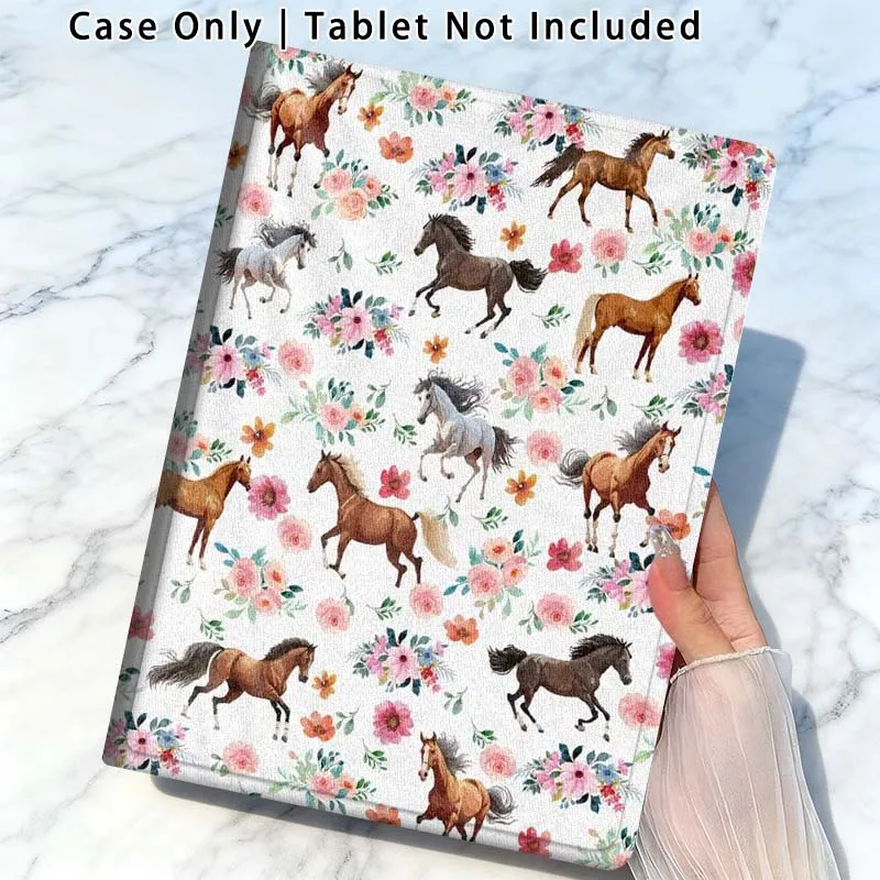Horse Flower Pattern For Xiaomi Poco Redmi Pad 2 4 5 6 6S 7 7S SE Pro Ultra Max 14 11 8.8 11.2 12.5 Inch Tablet Case