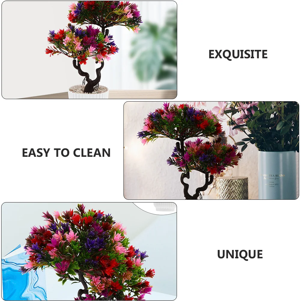 

2 pcs Artificial Flower Potted Guest-Greeting Pine Bonsai Plastic Plant Decor For Living Room Bedroom Simulation Bonsai Ornament
