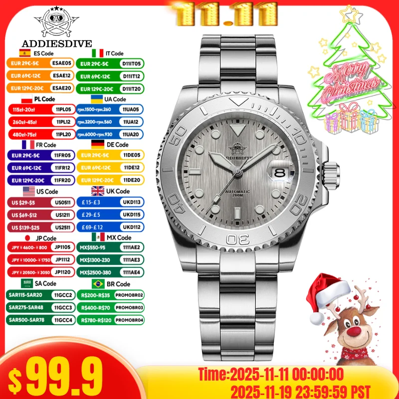 

ADDIESDIVE New Men Watch Top Brand Diving 200m Automatic Mechanical NH35 Sapphire 41mm Waterproof Wristwatch Stainless Steel