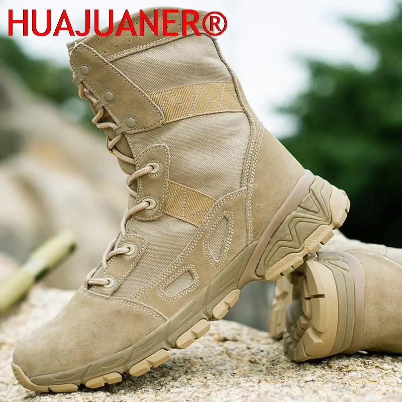 Boots Men\'s Tactical Boots High-top Outdoor Combat Boots Men Desert Boots Outdoor Hiking Shoes High Quality Male Shoes