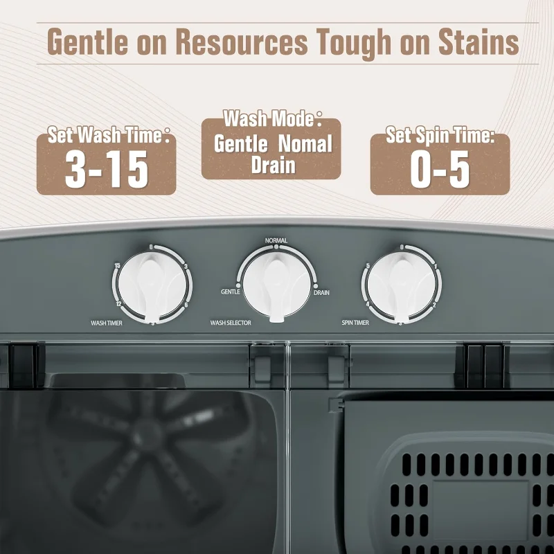 Máquina de lavar portátil INTERGREAT com mangueira mais longa, mini máquina de lavar roupa compacta com bomba de drenagem