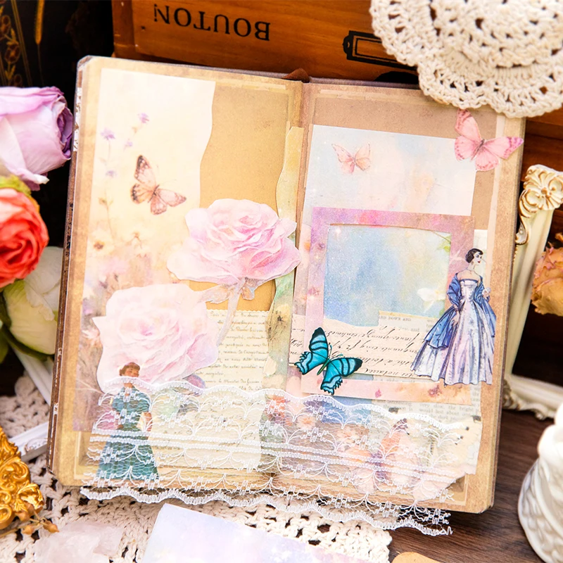 Papel decorativo para álbum de recortes, material de flores hermosas de gran tamaño, Cuenta de mano, suministros de diario de chatarra hechos a