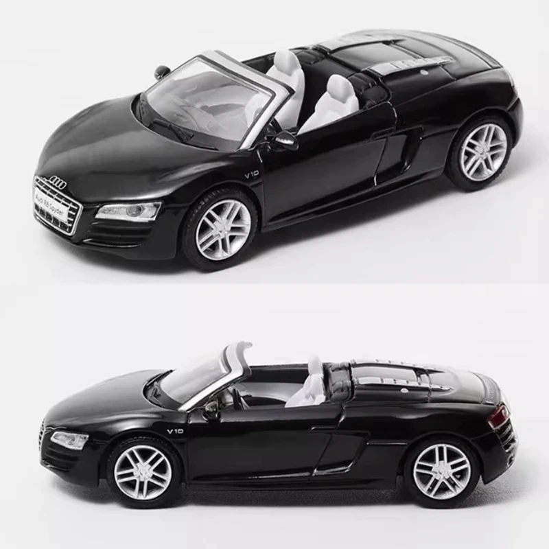 الظل 1:64 مقياس R8 V10 سبايدر للتحويل سبيكة محاكاة نموذج سيارة مجموعة ثابتة زينت عطلة اللعب هدية تذكارية