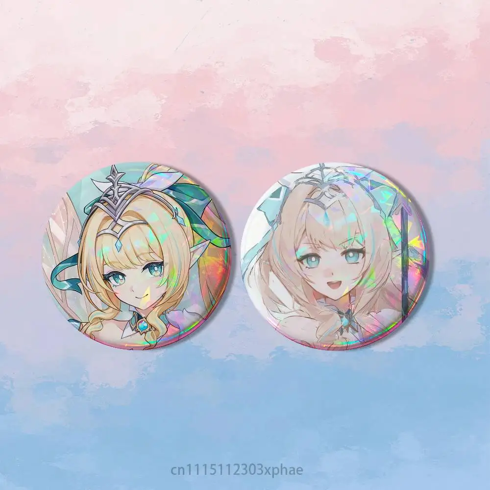 Genshin Impact Vesna 2 piece set Pins Creativity Printed Pictures Text Metal Lapel Badges Brooches Jewelry Gift