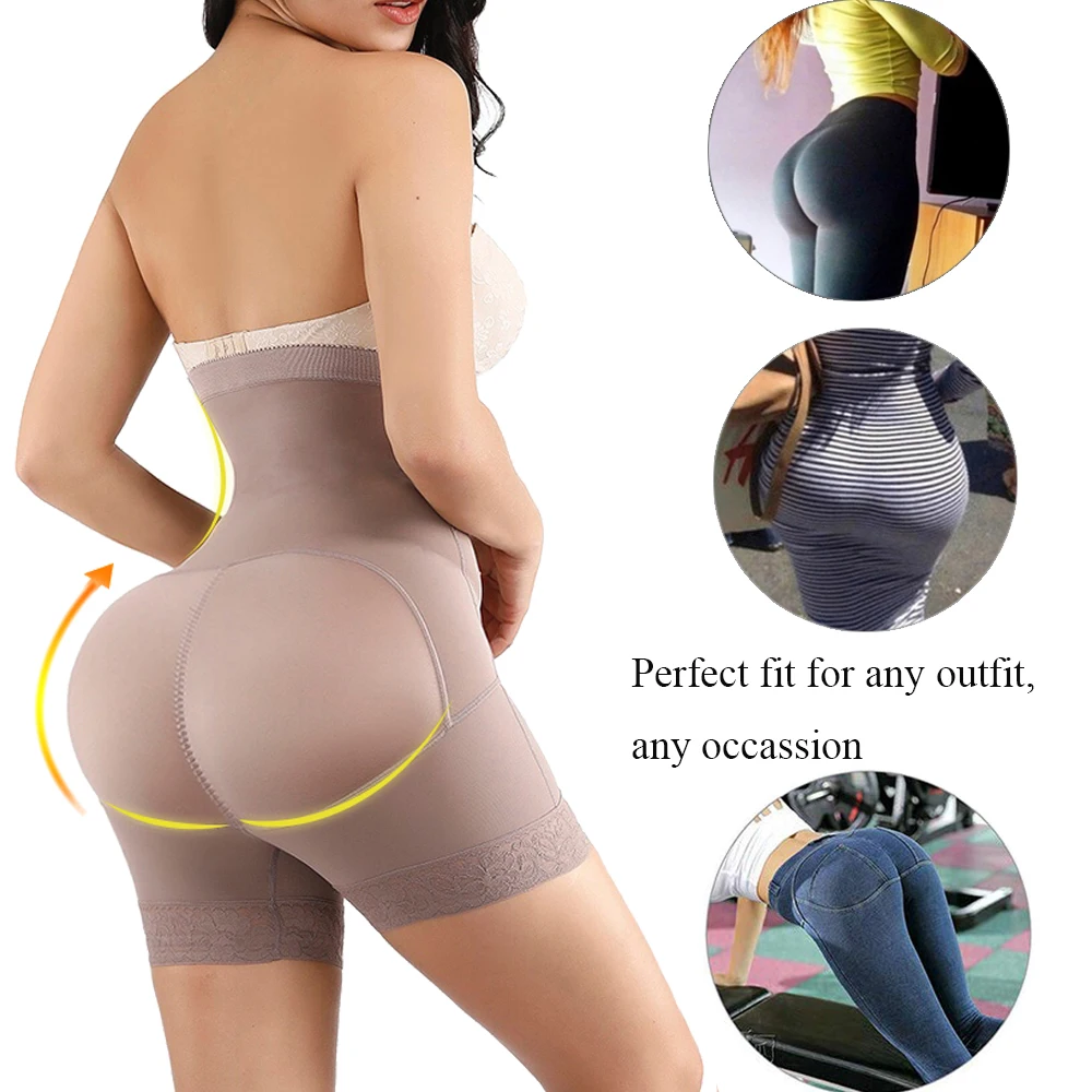Women Lace Butt Lifter High Waist Trainer Fajas Slimming Shapewear Body Shaper High Compression Tummy Belly Control Panties