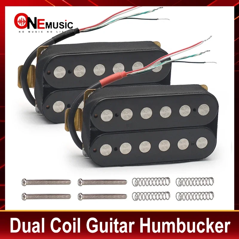 Dual Coil Guitar Humbucker Pickup 6.3mm Big Pole Piece Electric Guitar Pickup with 4 Conduct Cable/Coil Splitting Black/White