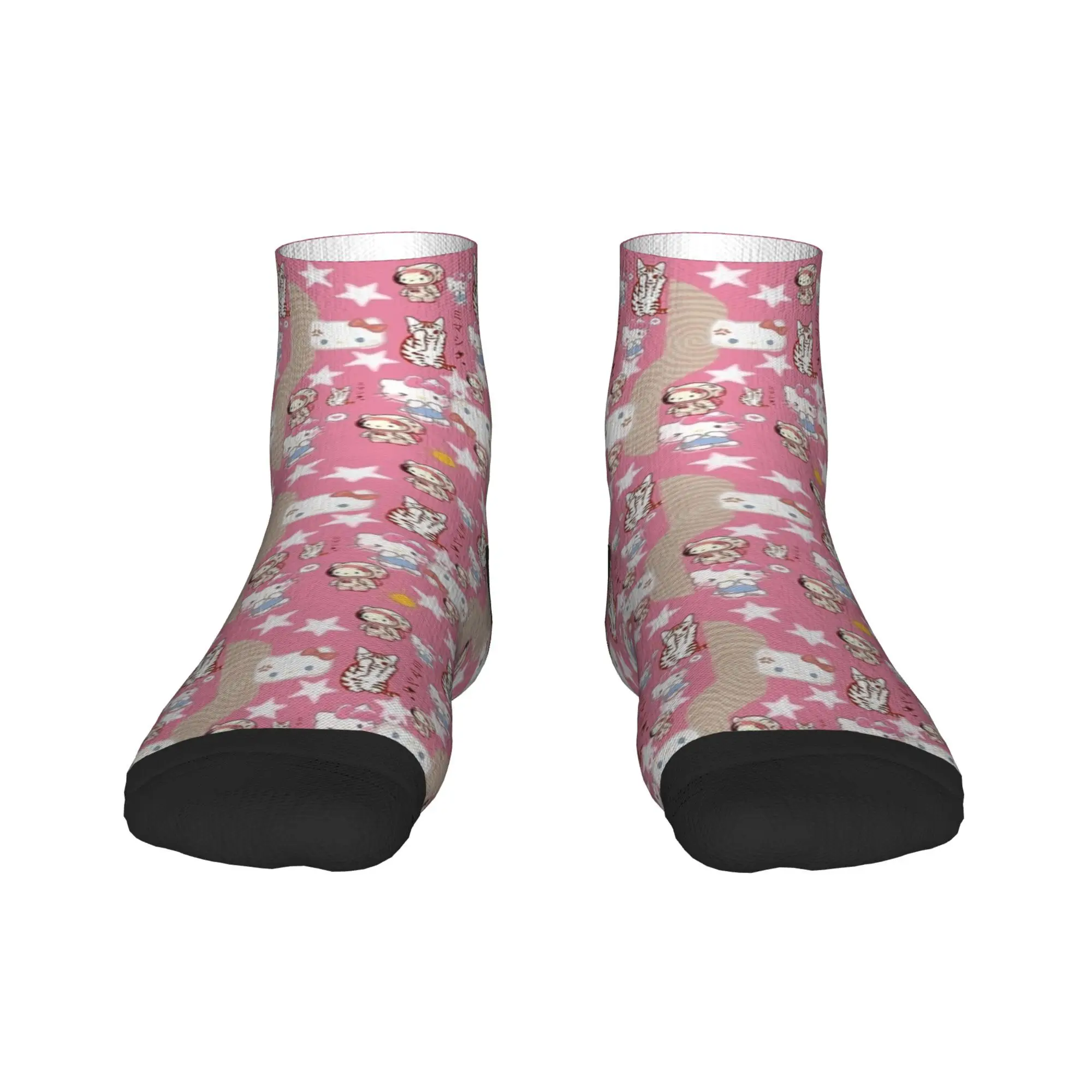 

Ankle Socks For Men Hello Kitty Casual Socks Cute Cartoon Pattern Anti Skid Quality Summer Modern Skateboard Sock