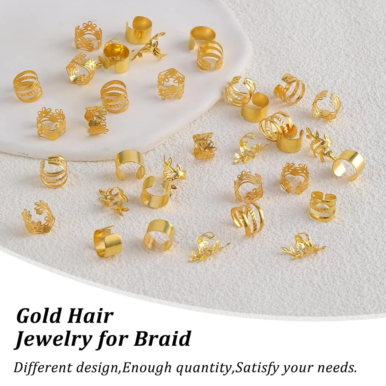 ゴールド & シルバー ひまわり オリーブ ブランチ 中空ドレッドヘア リング 40 個 |   パーティー/フェスティバル宴会ウィッグアクセサリー