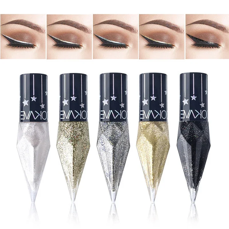 New 5pcs Five-Colors Diamond Glitter Liquid Eyeliner Durable Waterproof Easy to Wear Shimmer Eye Pencil Makeup Beauty Cosmetics