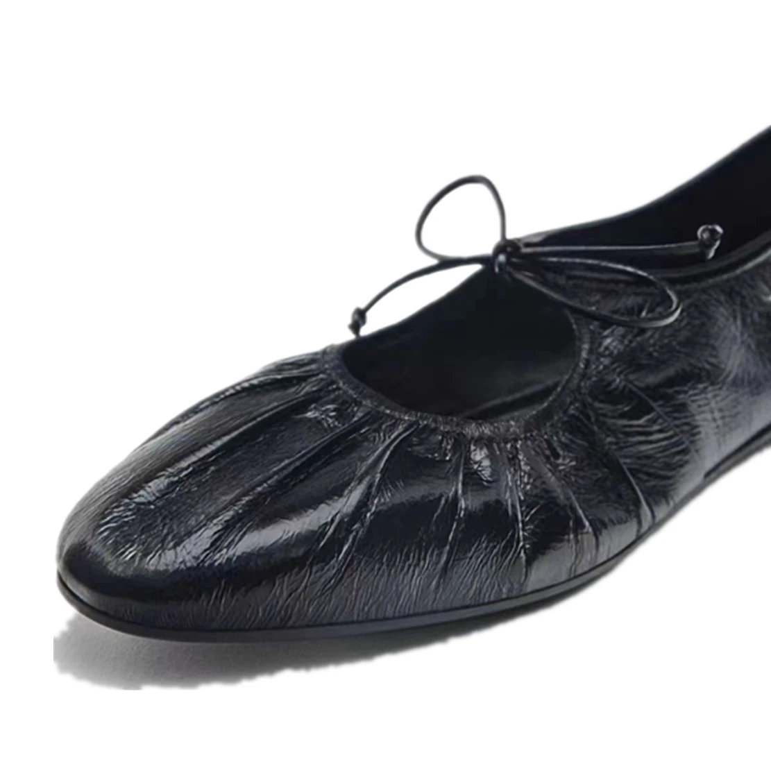 Maxducti French Retro punta tonda piatta con lacci morbidi Casual e comodi mocassini Slip-On da donna ballerine in vera pelle