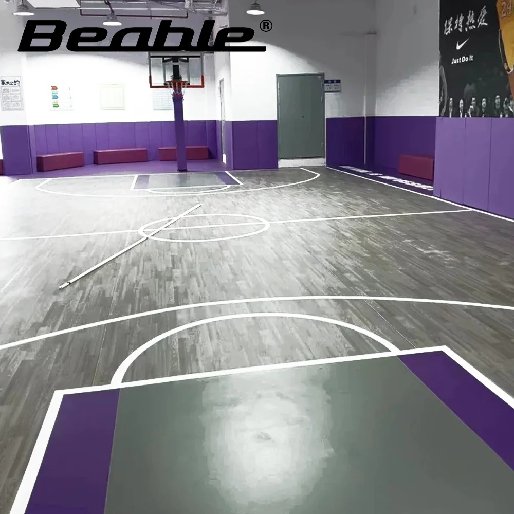 Beable 4,5 mm 6,5 mm de espessura Cortes esportivos internos Piso de PVC Piso de quadra de basquete de plástico de vinil