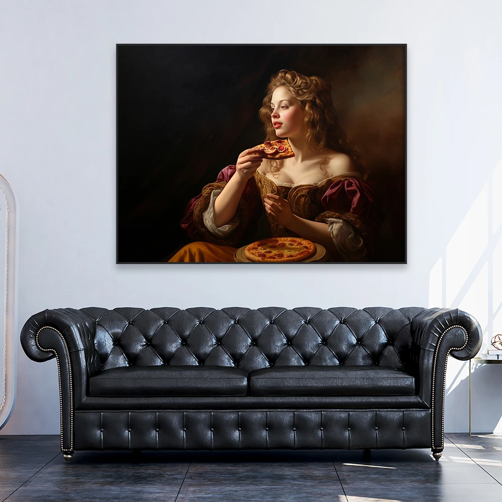 Vintage Renaissance Oil Painting Prints Poster Funny Baroque Burger Poster Alter Wall Art Print Canvas Painting for Dinning Room