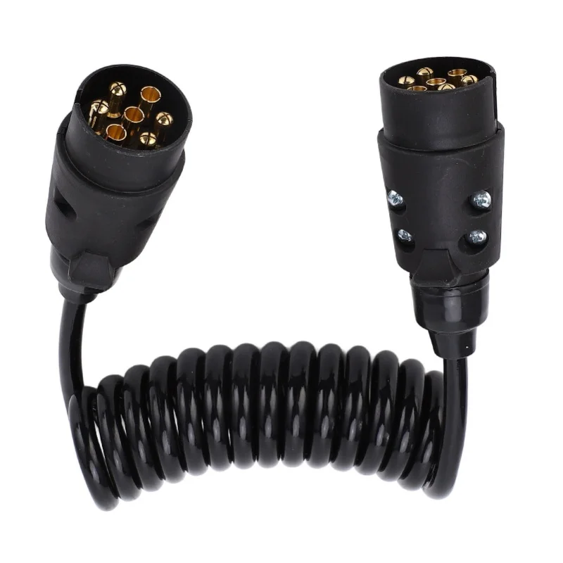 12V 24V Trailer Spring Wire 2M 7 Core Spring Towing Coiled Wire For Commercial Vehicles Campers Cars Boats