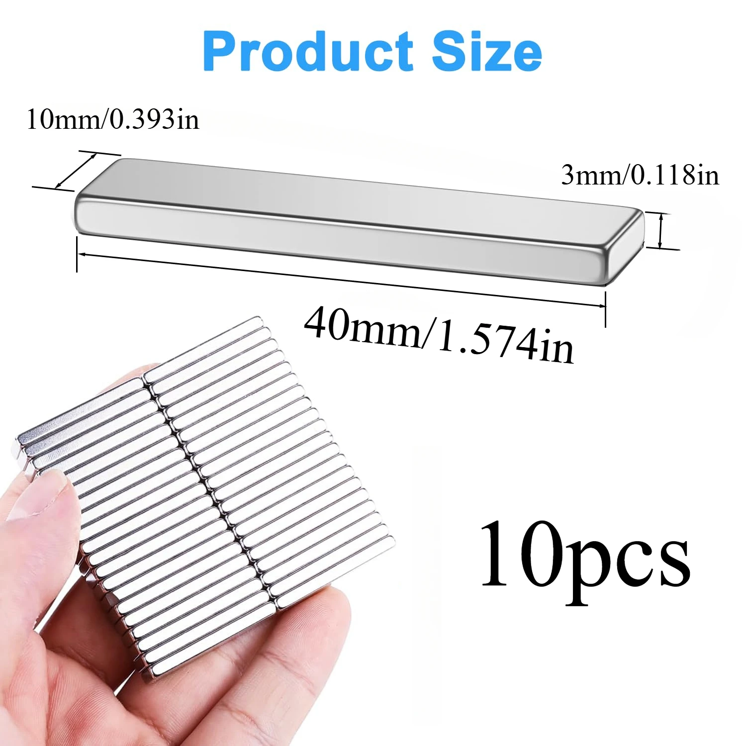 Mehrteiliges Set mit 50x10x3/40x10x3mm Rechteckigen Magneten, Geeignet für Fotowände, Büros, Werkzeugaufbewahrung, Garagen – Detail 3