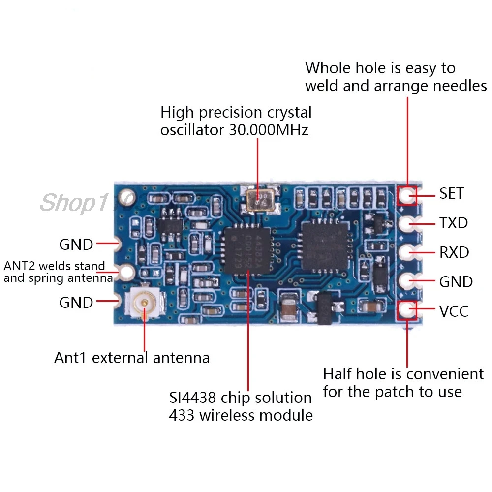 1PCS HC-12 SI4438 Wireless Microcontroller Serial, 433 Long-Range, 1000M With Antenna For Bluetooth