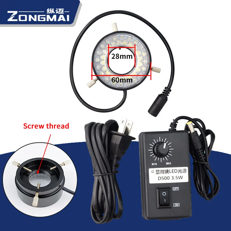 Anel Led Fonte de Luz para Microscópio Industrial Lâmpada Iluminador Temperatura de Cor 6500k Brilho Ajustável