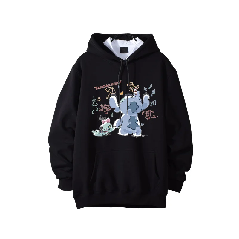 Disney Couple Wear Stitch Sweater Men\'s and Women\'s Hooded Jacket Loose Student Winter Top Clothes Long Sleeve