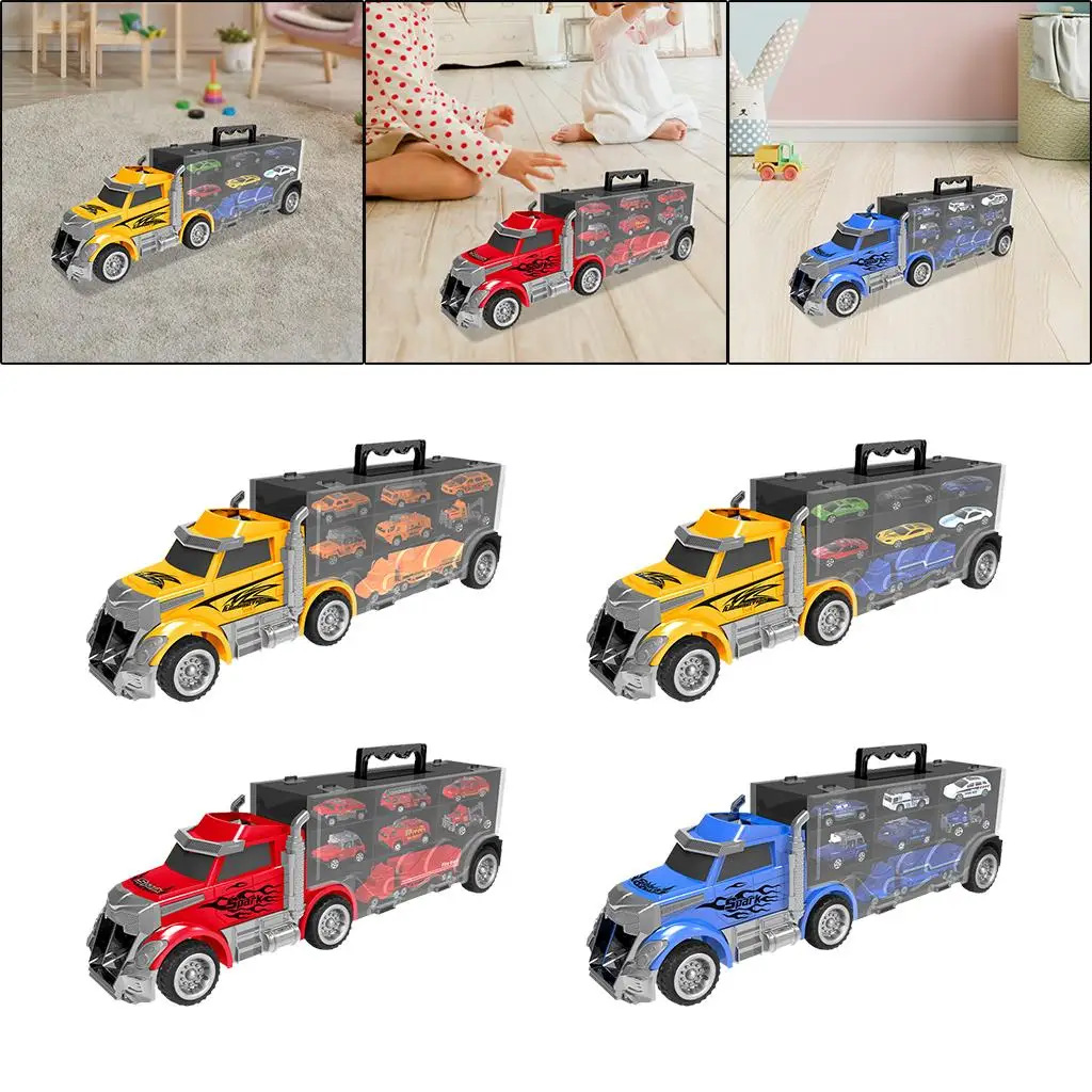 Transport Truck Car Carrier Truck Toy Boys Gift Includes 6 Toy Cars