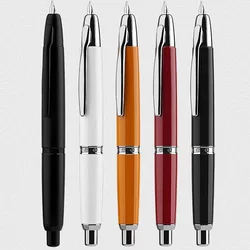 Smoothly Brand MAJOHN A1 Retro Matte Black Retractable Fountain Pen 0.4mm Extra Fine Nib Press Ink Pens for Writing Stationery