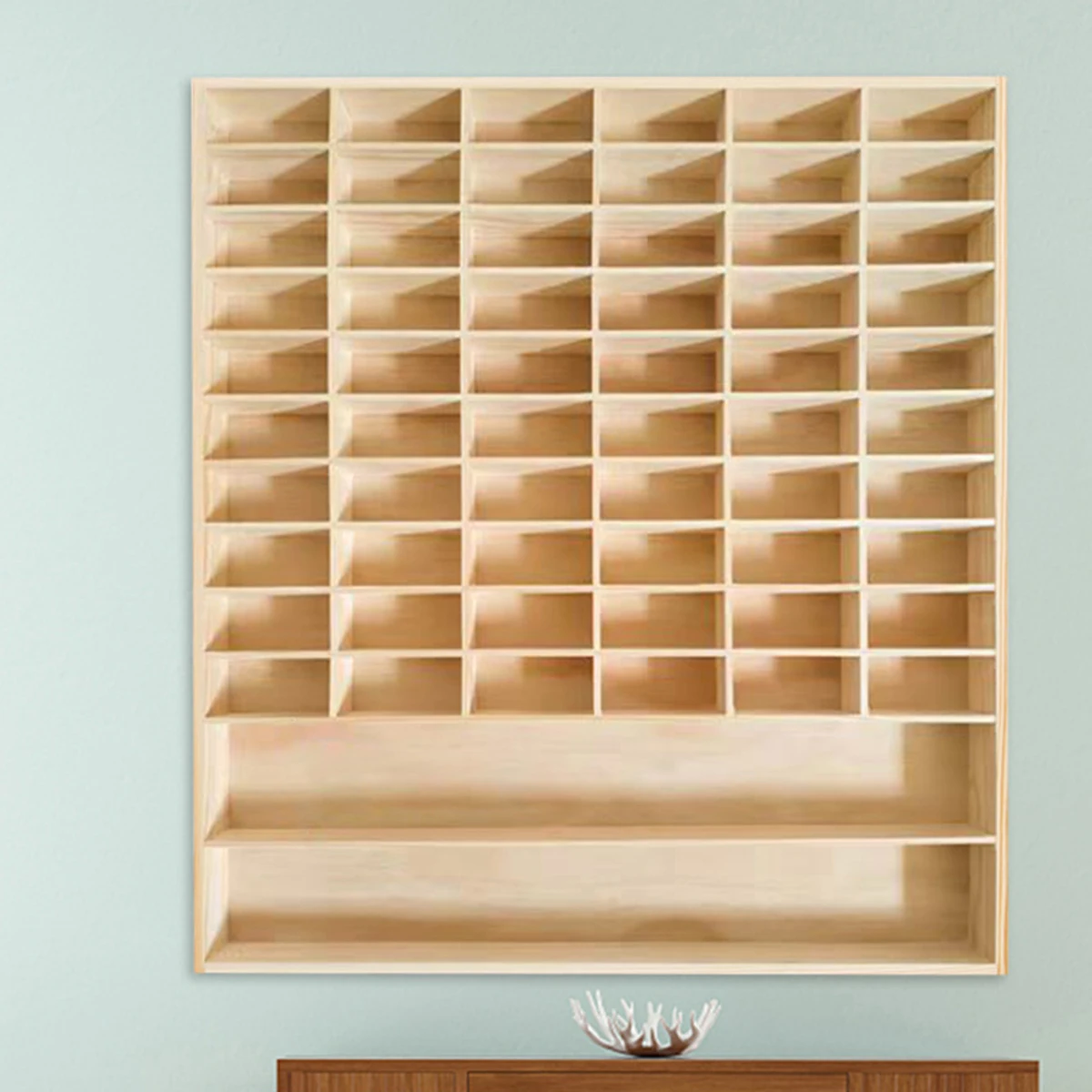 62 Grids Massivholz Wand Lagerung Box Keine Abdeckung Display Regal Spielzeug Lagerung Auto Modell Sammlung Box Für Wohnzimmer