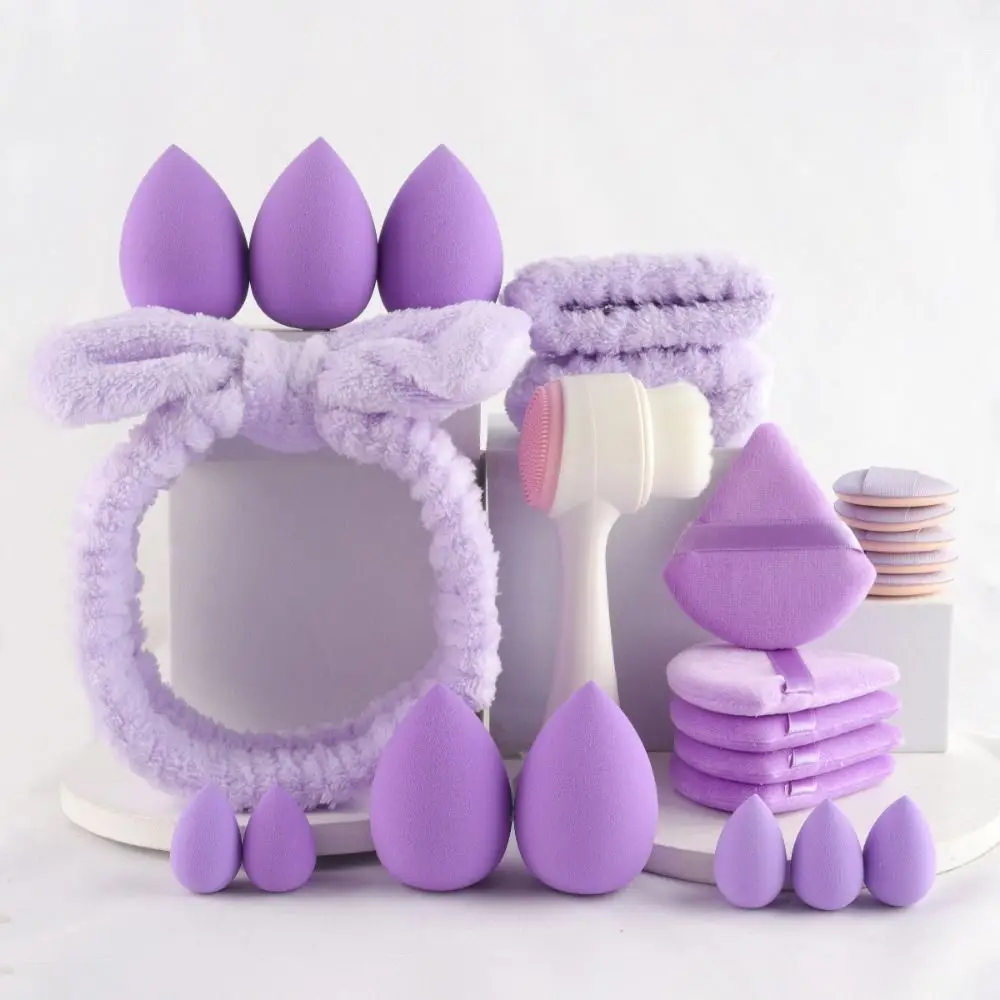 24Pcs/Set Hypoallergenic Vegan Makeup Kit Non-slip Hairband Girls Beauty Tool Makeup Sponge Face Wash Headband Beauty Skincare