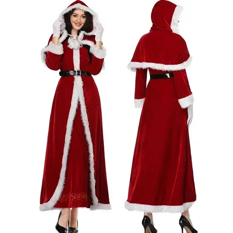 Disfraz de Navidad para fiesta de Navidad, disfraz familiar para hombre y niño, traje de Papá Noel, disfraz de Cosplay de Navidad para adulto