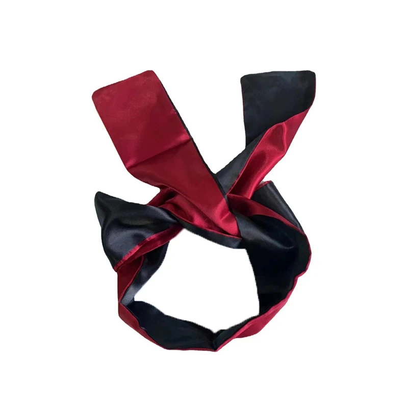 

1pc Bunny Ear Hairband Eye Cover Breathable Blindfold Black & Red Silk Eye Mask for Sleeping