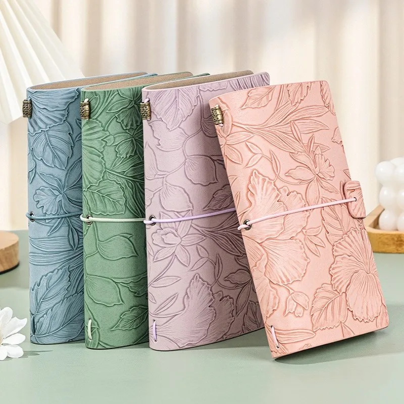 A6 Loose leaf memopad Literary  artistic retro Hand ledger  High Beauty Diary Blank kraft paper  Portable strap notebook