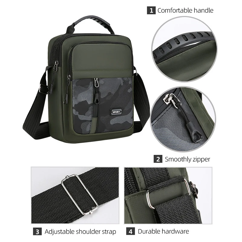 Fashion Camo Men's Single Shoulder Bag Large Capacity Handbags Waterproof Multi Pockets Business Leisure Crossbody Bags XA598C