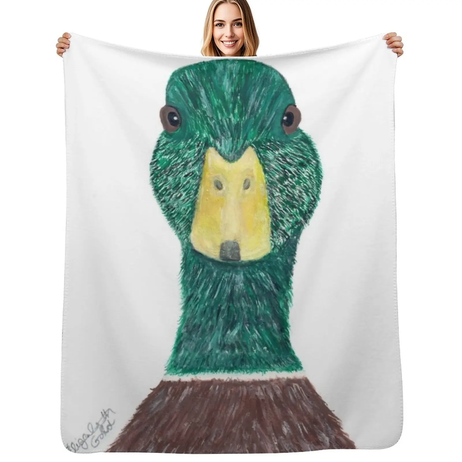 Wild Green and Brown Male Mallard Duck with Yellow Beak Print...Quack! Throw Blanket Lightweight Cozy Blanket for Bed Sofa