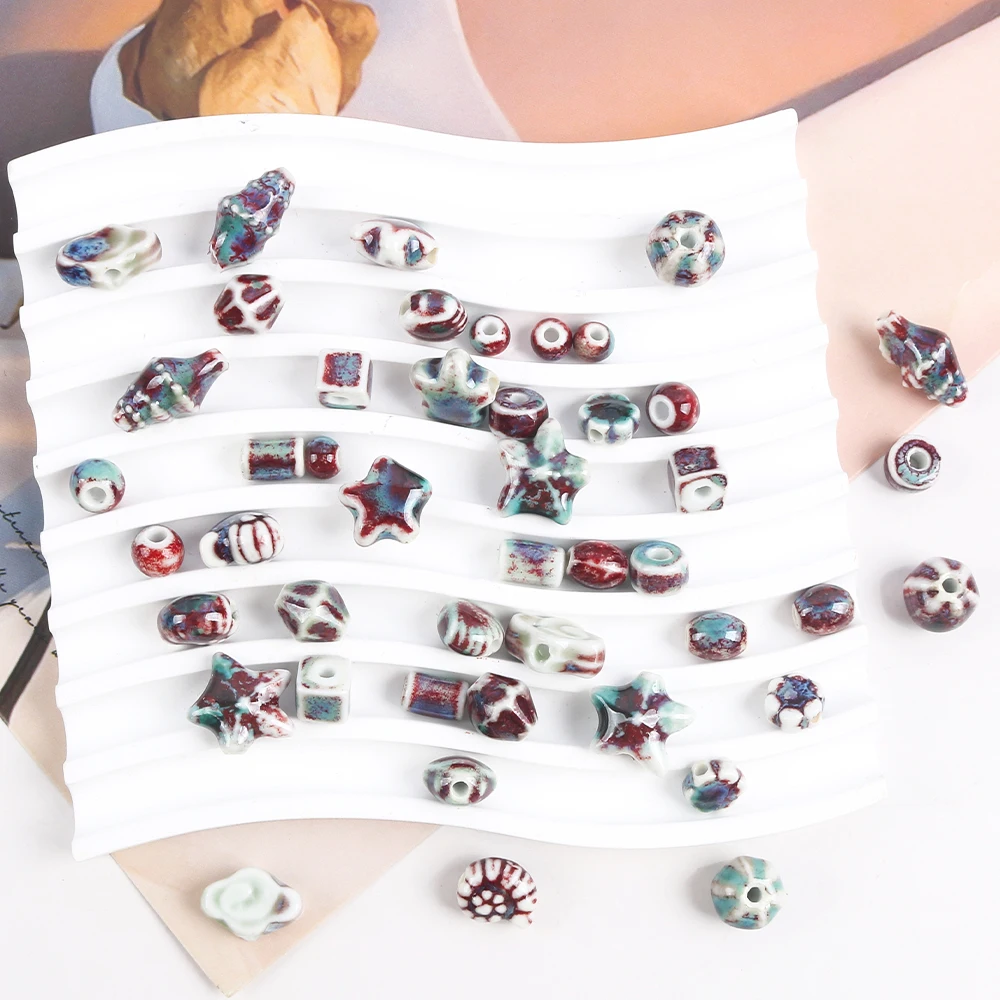 Ceramic Geometry Multiple Shapes Loose Beads Diy Bracelet Necklace Beads Diy Accessories  Supplies For Jewelry