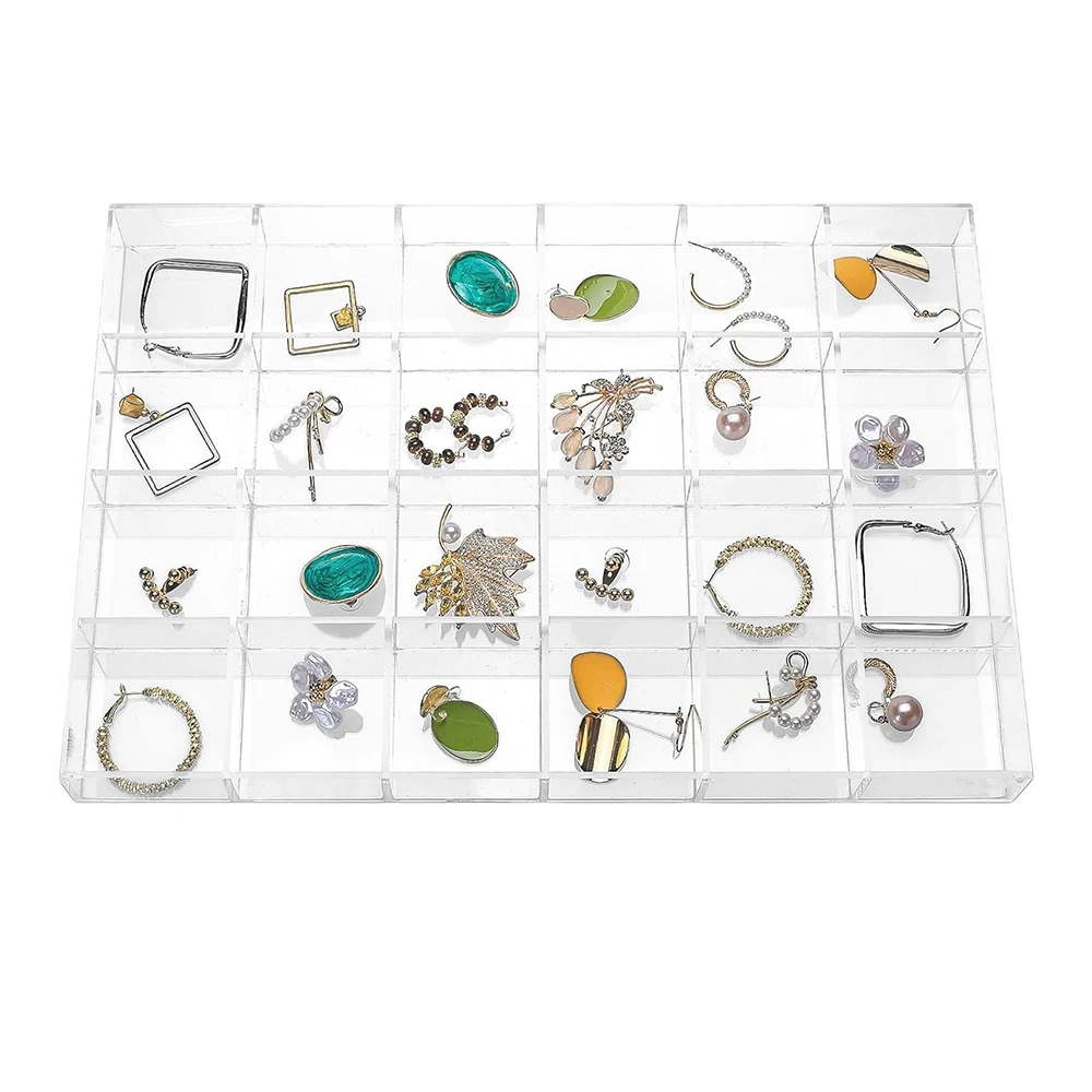 24 Grid Jewelry Organizer Tray Display Storage Supplies for Jewelry Earring Bracelet Collections Organizer Gift Boxes Decoration