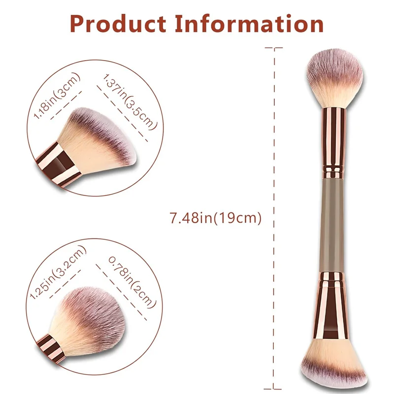 Pincéis de maquiagem de base de ponta dupla 2 em 1 Pincéis de contorno de chama e blush Pincel inclinado angular/redondo para contorno e iluminador