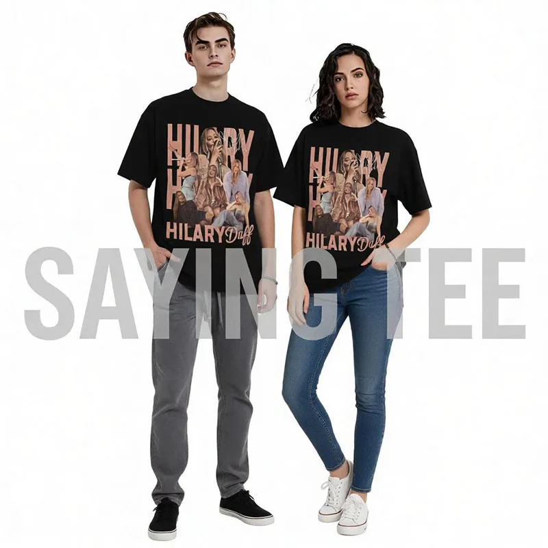 Y2k Men's & Women's Fashion Hilary-Duff Tour 2026 Music Concert T-Shirt, Cool Short Sleeve Vintage Hilary-Duff Aesthetic Clothes