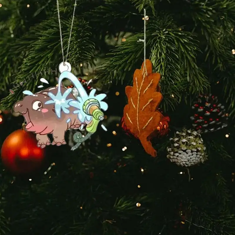 قلادة الحلي لشجرة عيد الميلاد لطيف فرس النهر الراتنج عيد الميلاد المعلقات تذكار ديكورات المنزل الإبداعية مصغرة عيد الميلاد