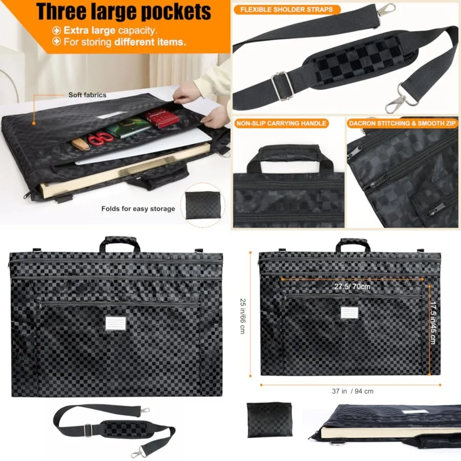 حقيبة تنظيم محفظة قماشية فنية مقاس 24 36 بوصة مع حزام كتف قابل للفصل لحماية ونقل العمل الفني